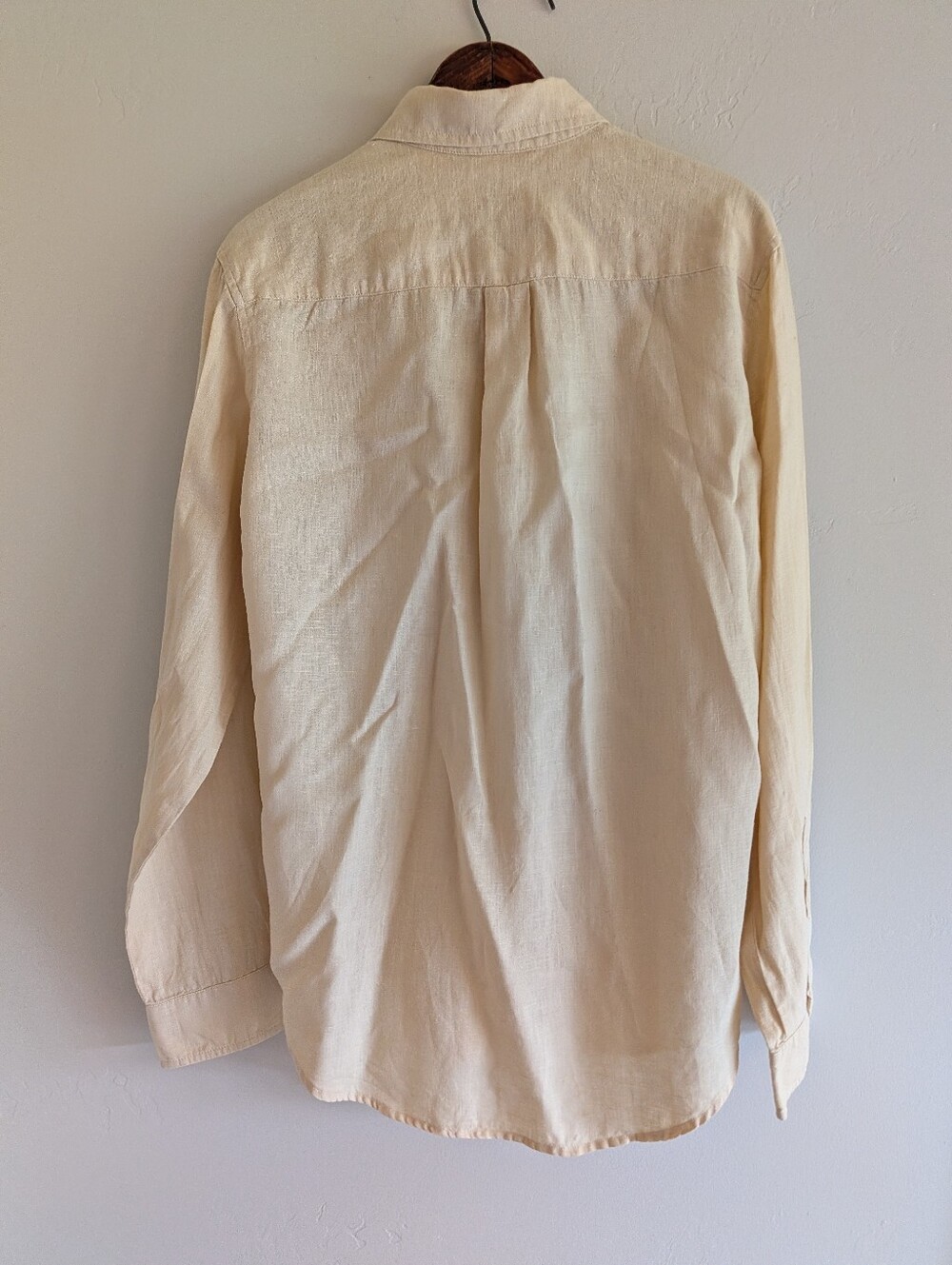 Magic Linen Men's Button Down Long Sleeve Shirt Butter Yellow - Picture 2 of 7